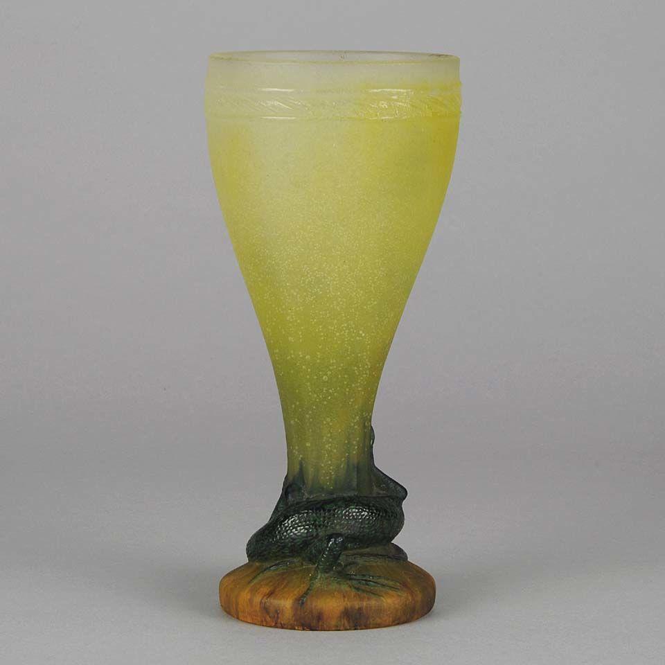Early 20th Century Pate-de-Verre glass "Lizard Vase" by Amalric Walter