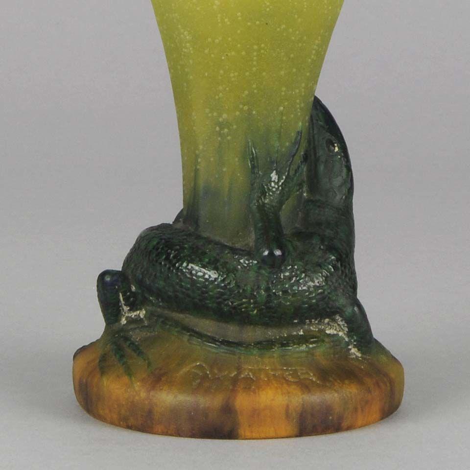 Early 20th Century Pate-de-Verre glass "Lizard Vase" by Amalric Walter