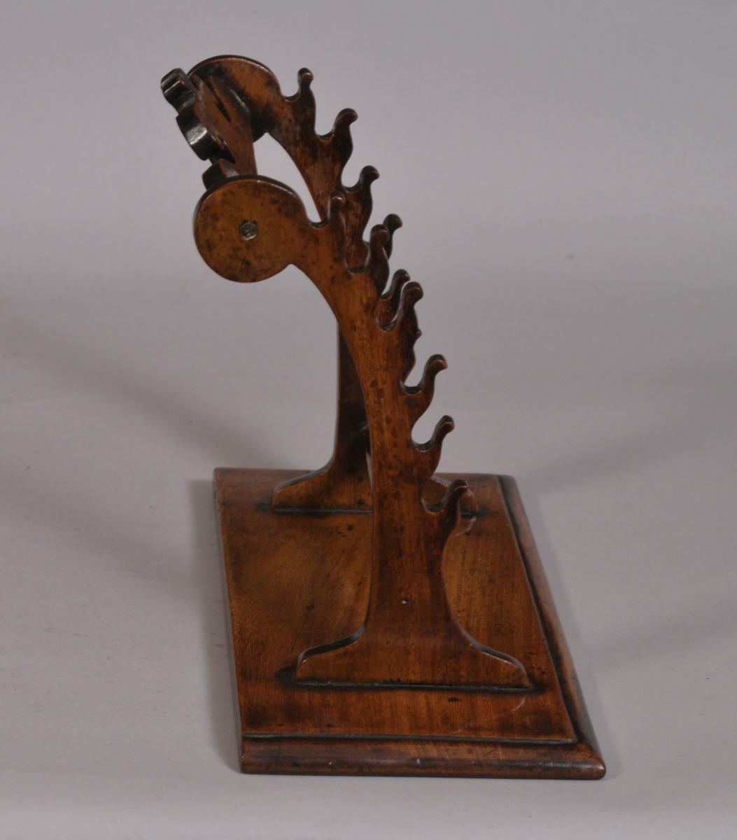 S/3339 Antique Treen 19th Century Walnut Quill Stand