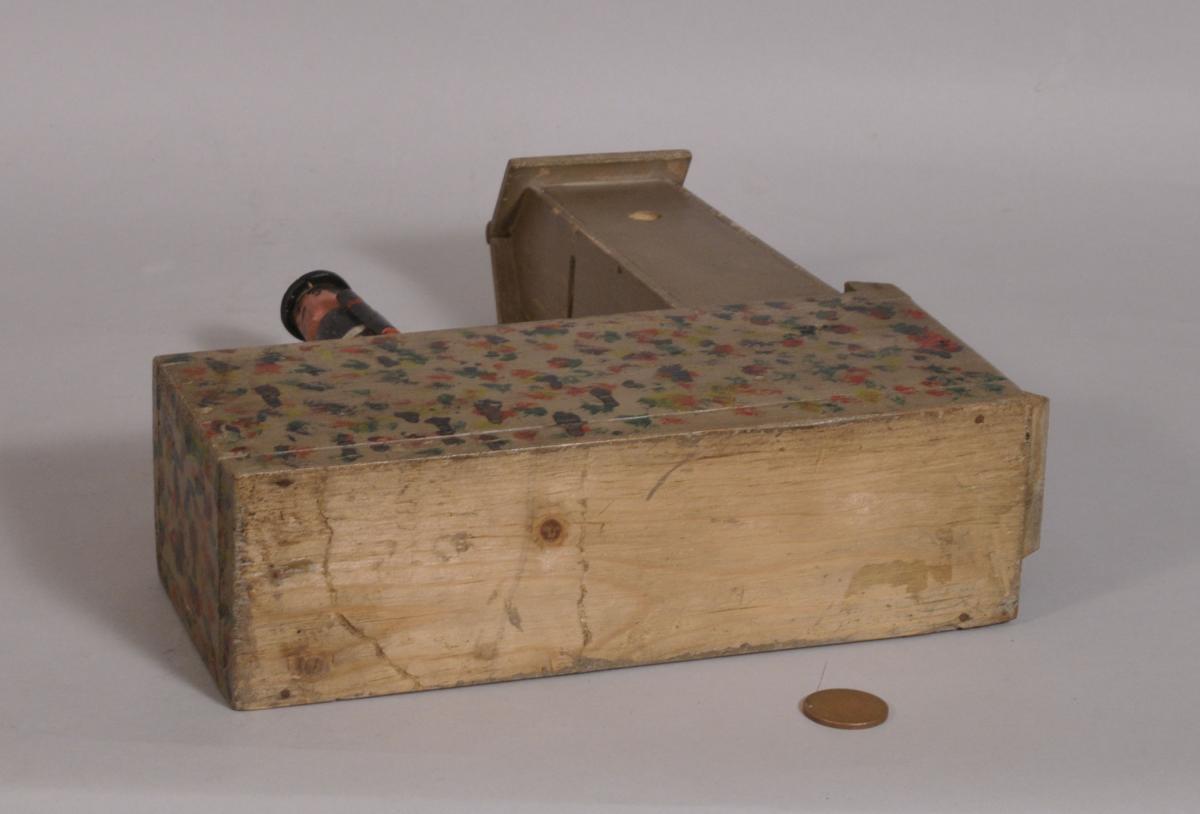 S/3338 Antique 19th Century Folk Art Decorated Pine Money Box