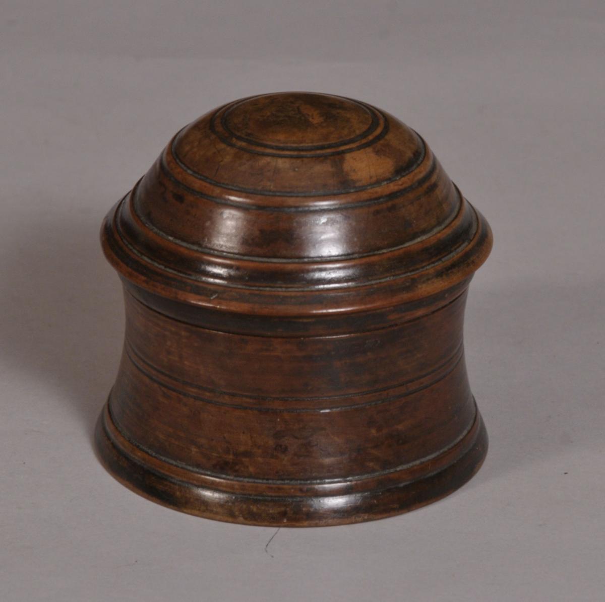 S/3355 Antique Treen 19th Century Fruitwood Salve Pot