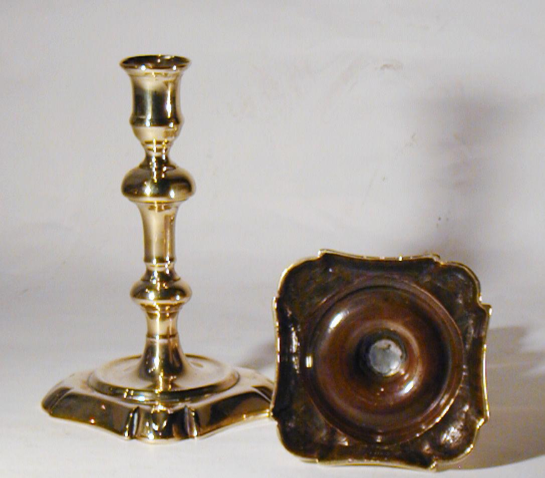 Pair 18th century seamed brass candlesticks