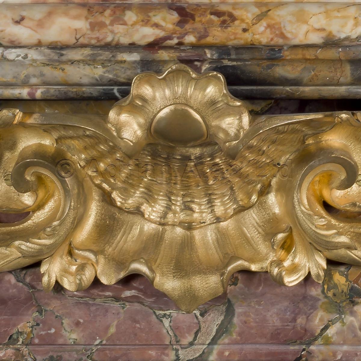 Louis XV Style Marble Fireplace With Mounts Depicting Flora and Zephyr