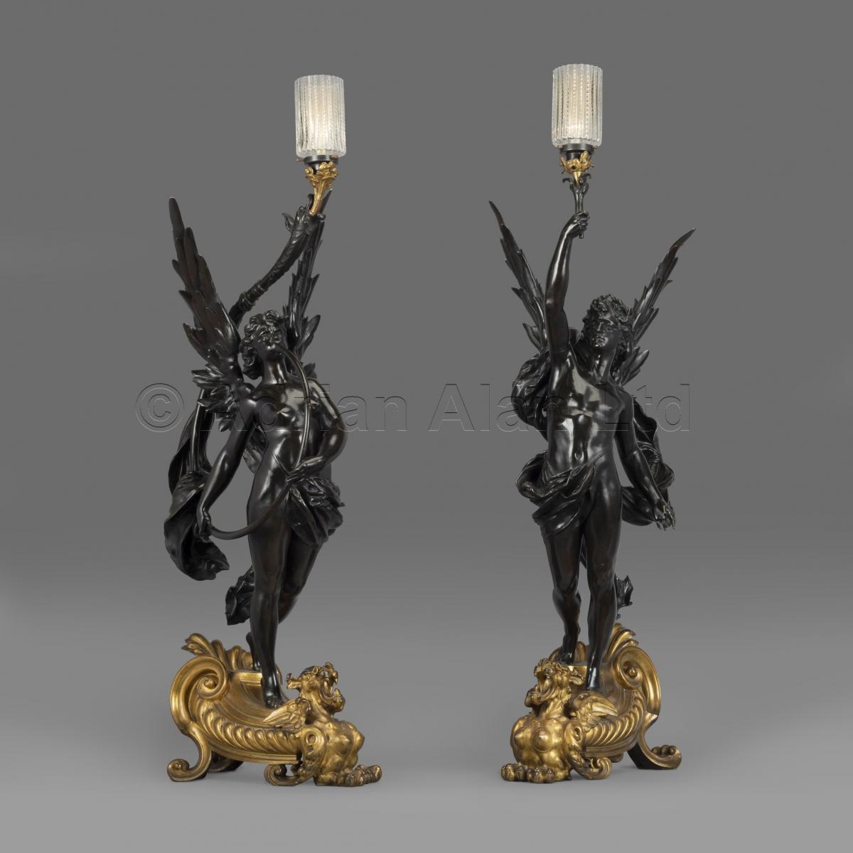 Pair of Bronze Figural Torcheres, By Bouchon, Paris ©AdrianAlanLtd 2