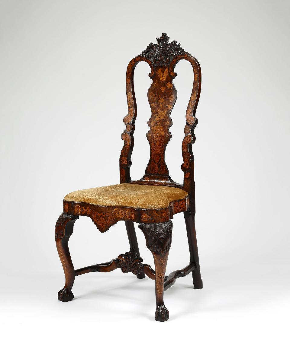 Pair 18th Century Dutch Marquetry Chairs