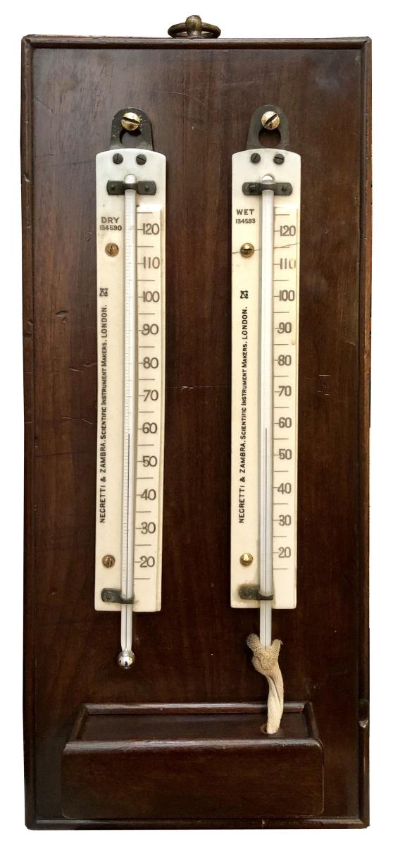 Late 19th century wet and dry thermometer or hygrometer