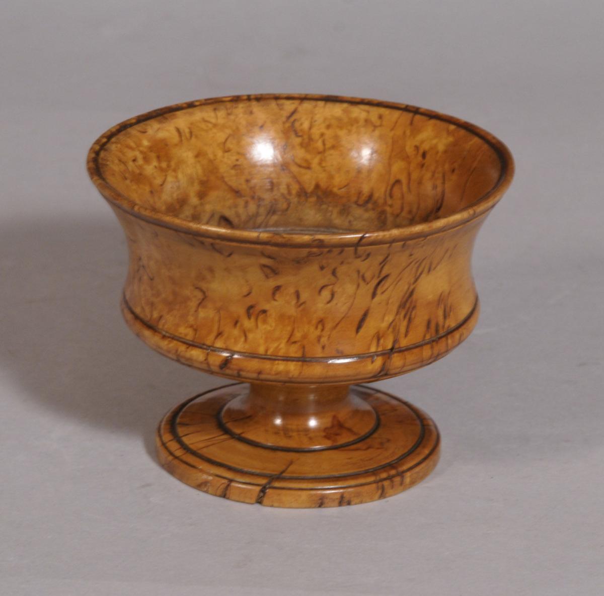 S/3402 Antique Treen 19th Century Masur Birch Condiment Bowl