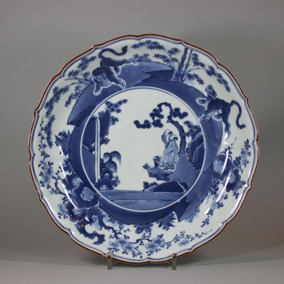 Japanese blue and white kakiemon style lobed dish, Edo period (late 17th century)