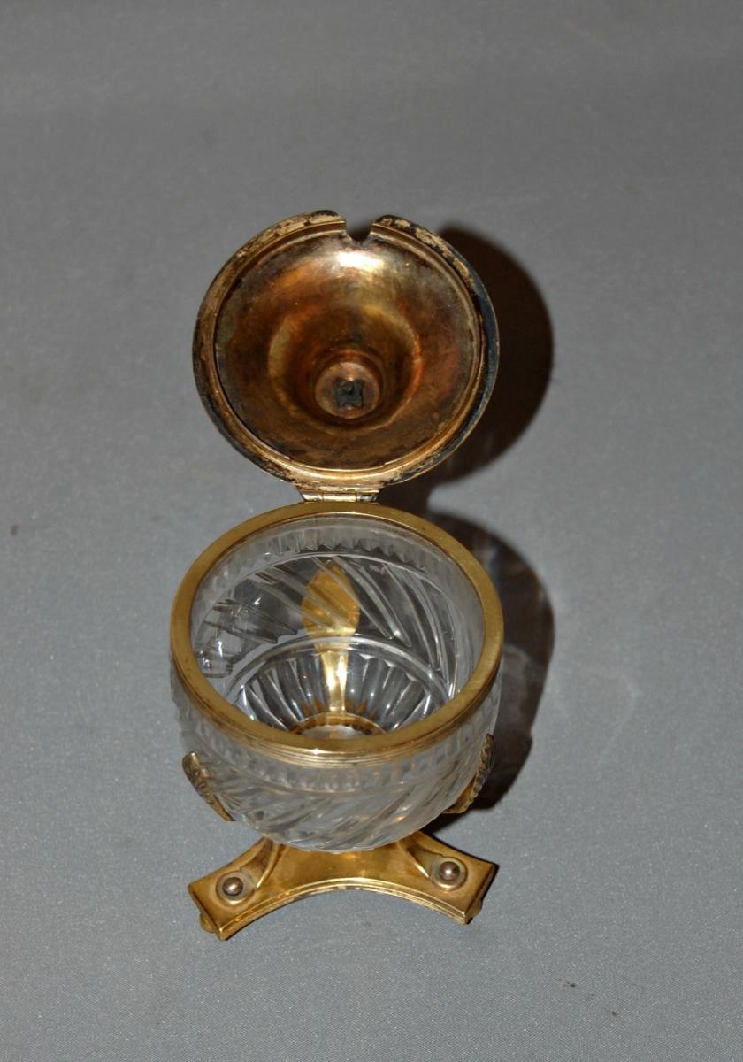 Russian Silver Gilt Cut Glass Salt, 19th Century