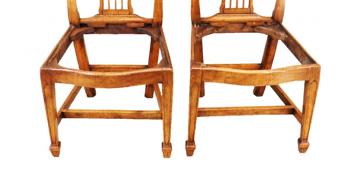 18th Century Pair Of Fruitwood English Side Chairs