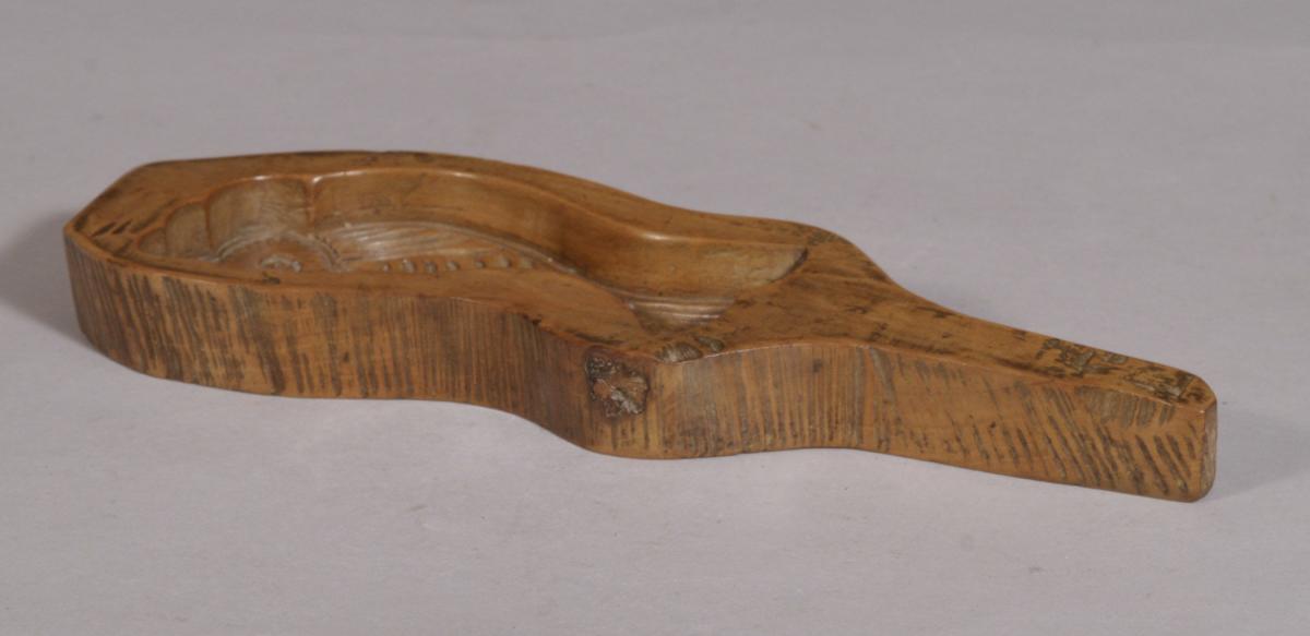 S/3418 Antique Treen 19th Century Fruitwood Pate Mould