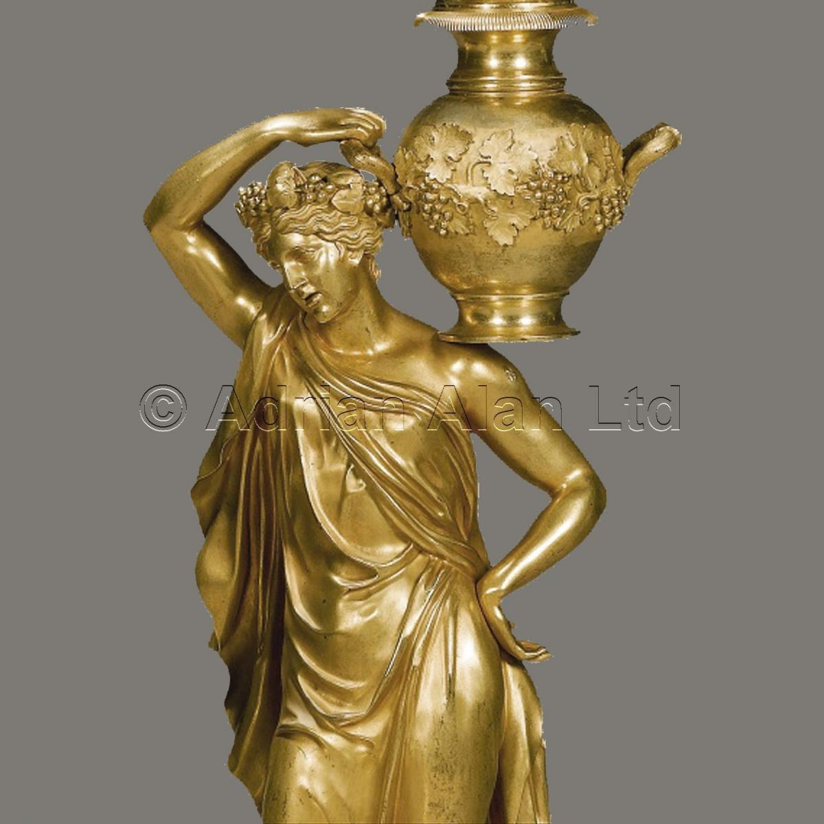 Pair of Gilt-Bronze Figural Empire Period Candelabra