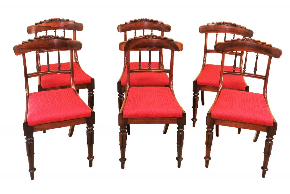 Regency Rosewood Set Of Six Antique Dining Chairs