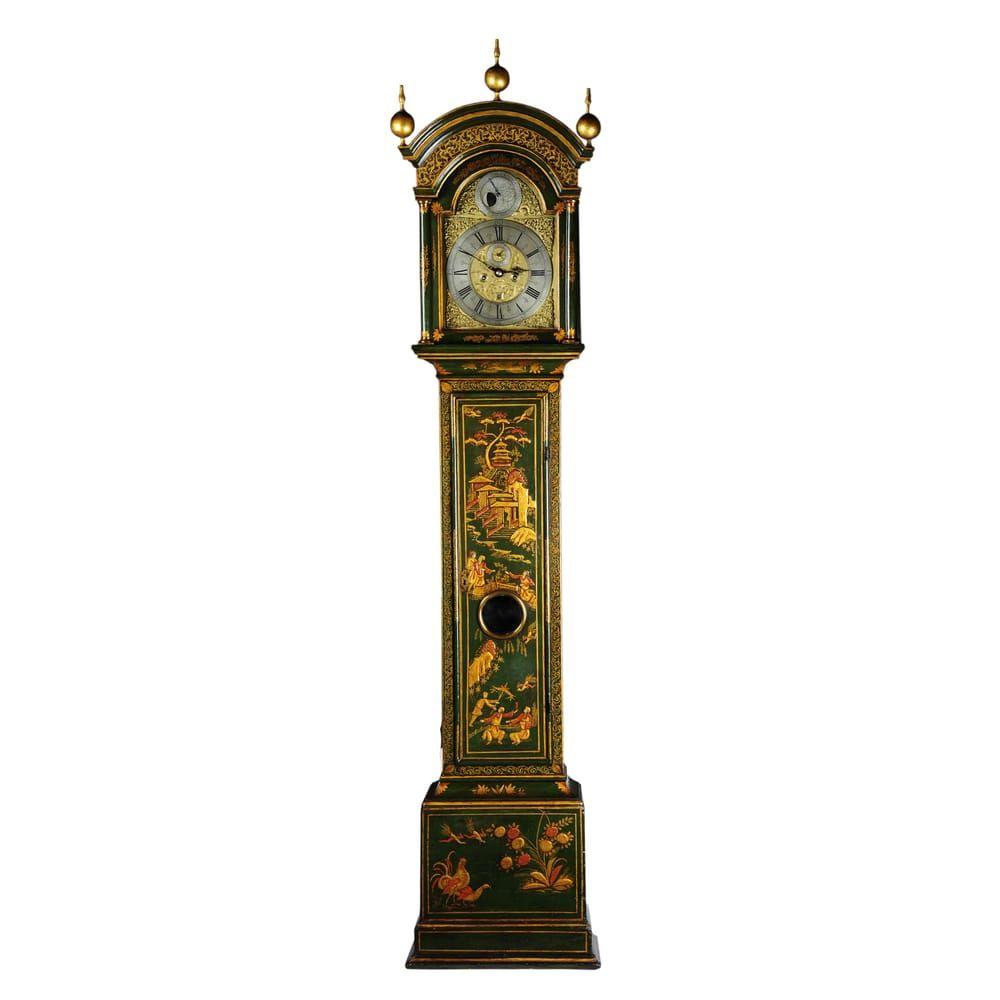George I green Japanned Longcase clock by "Edward Cockey, Warminster"