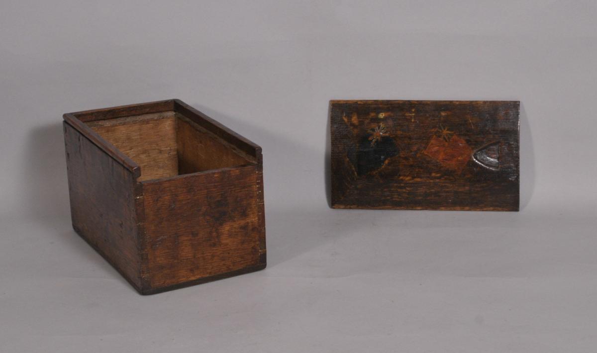 S/3460 Antique Treen 19th Century Oak Sailor's Box