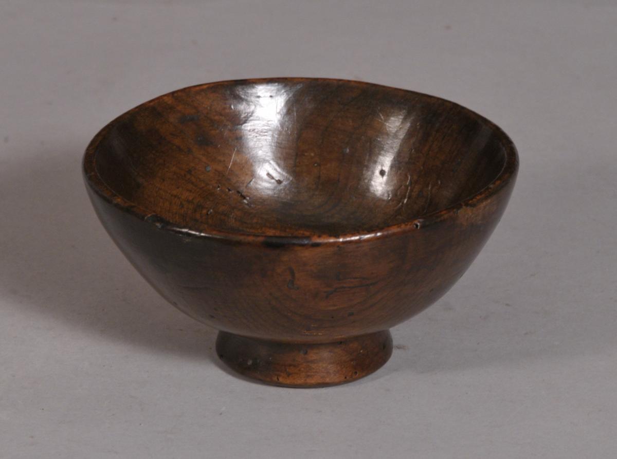 S/3467 Antique Treen 18th Century Fruitwood Butter Cup