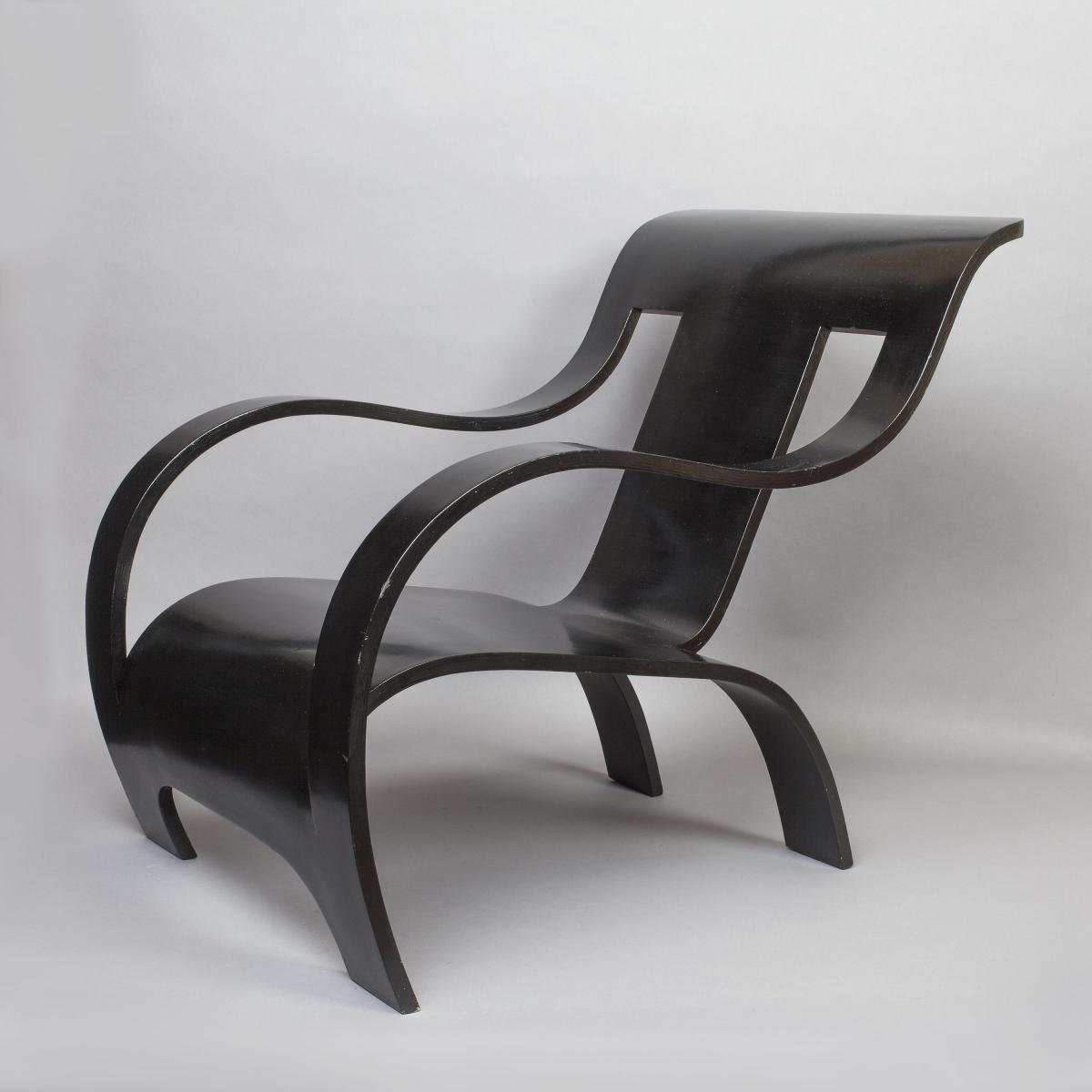 A Black Bent Plywood Armchair - Made by Makers of Simple Furniture (1931-1940)