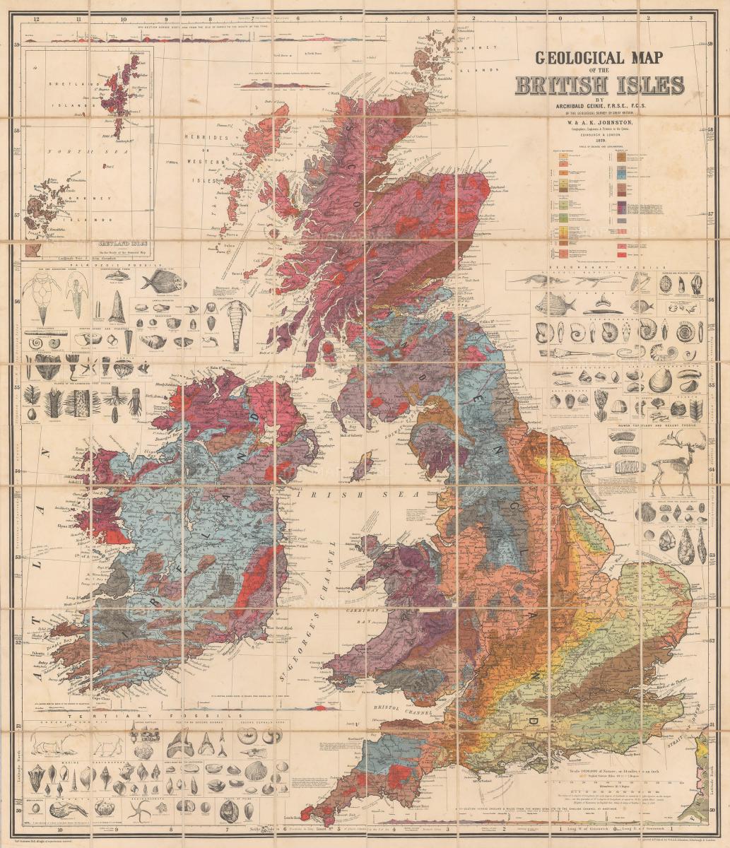 Sir Archibald Geikie: "Geological Map of the British Isles"