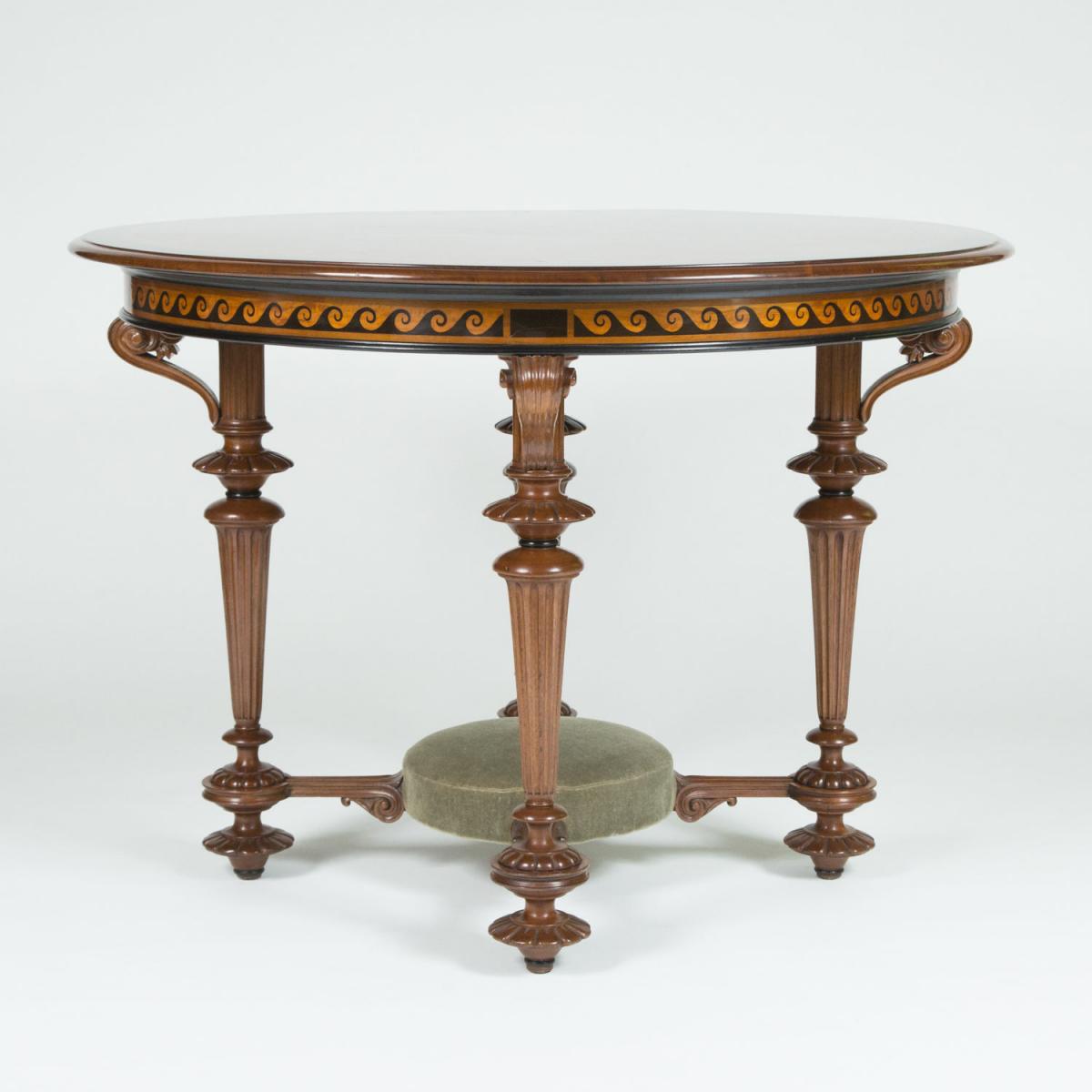 Circular Carved Walnut Centre Table 