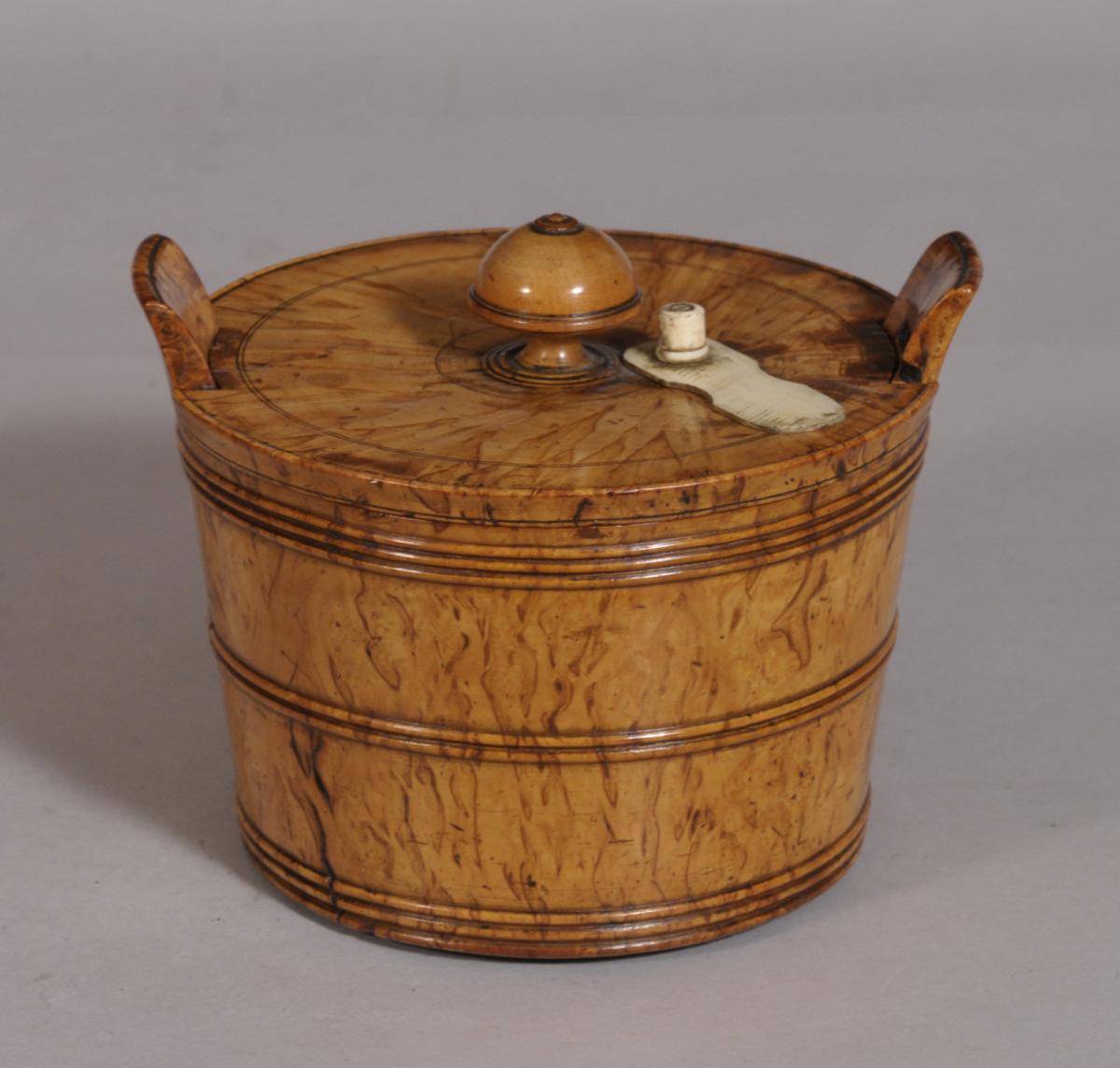 S/3534 Antique Treen 19th Century Masur Birch Butter Bowl