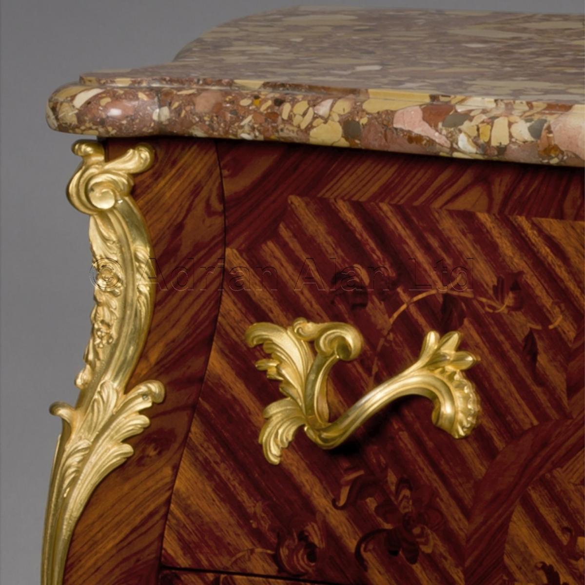 Louis XV Style Marquetry Inlaid Commode