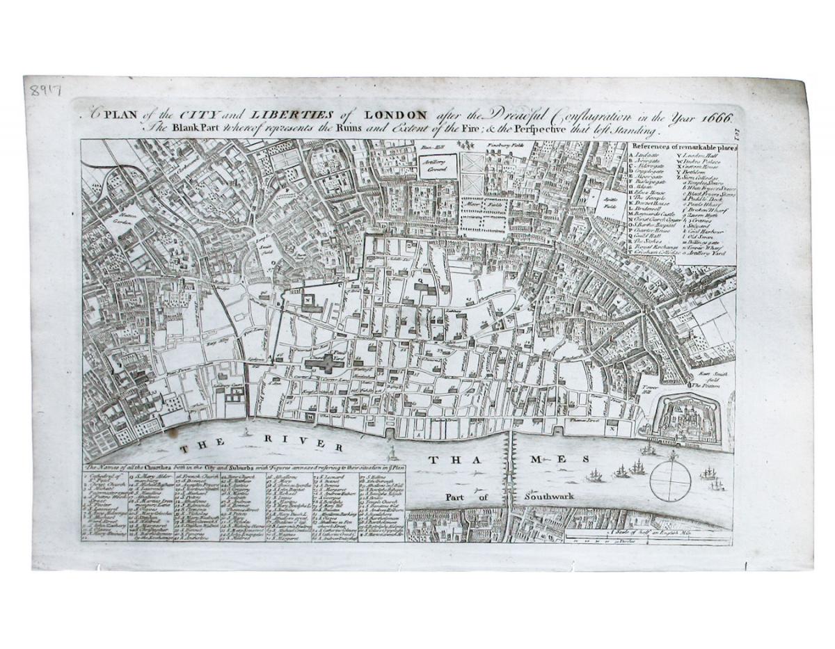Map of London After the Great Fire