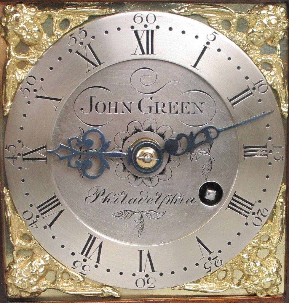 Green Philadelphia Fusee Bracket Clock dial