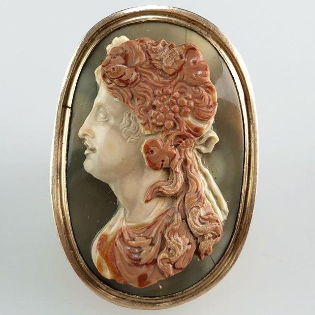 Bacchante cameo ring. German, early 18th century, the ring c.1800