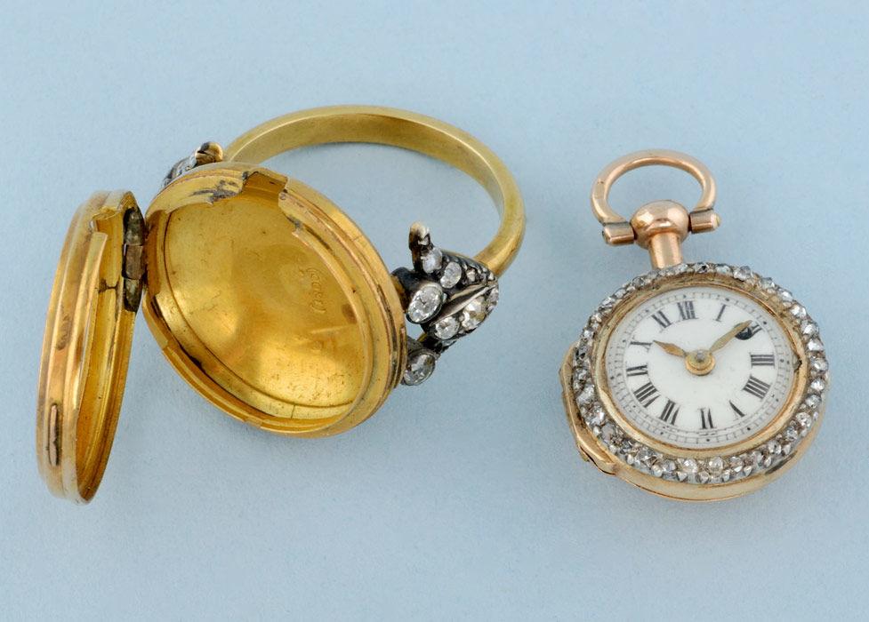 Gold Watch and Diamond Set Ring Mount