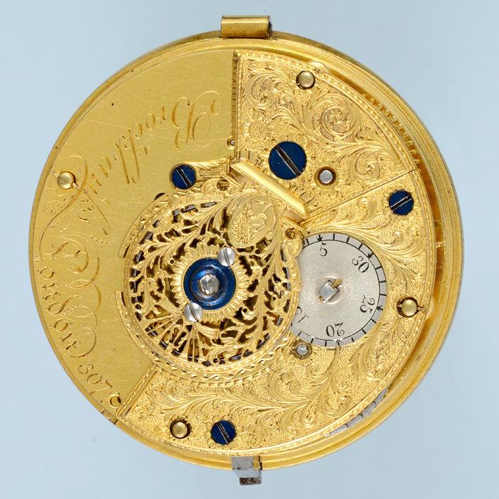 Unusual Gold and Enamel Cylinder Pocket Watch by Brockbanks