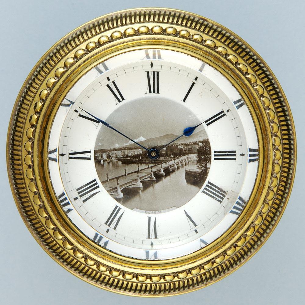 Small Clock with View of Lake Geneva