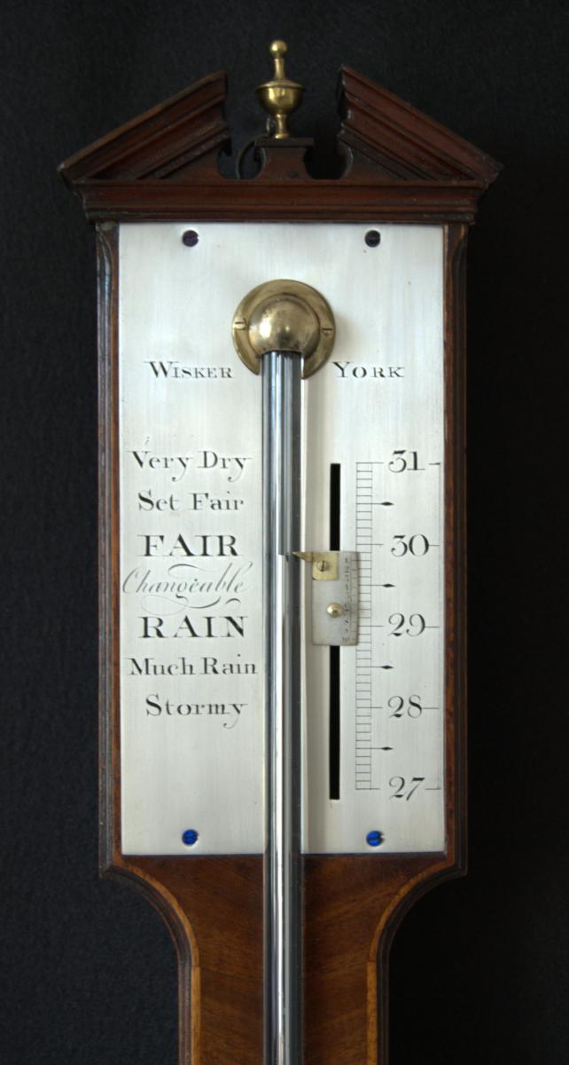 Matthew Wisker - York. Georgian mahogany Stick Barometer