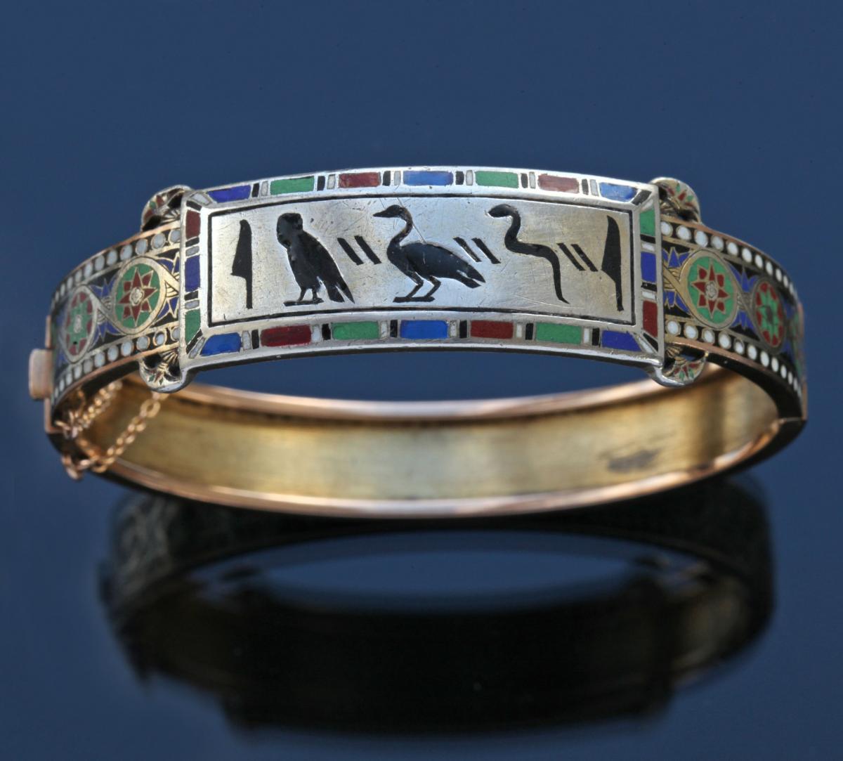EMILE-DÉSIRÉ PHILIPPE 1834-C.1880 (1834-c.1880) Early Egyptian Revival Antique Hinged Bangle