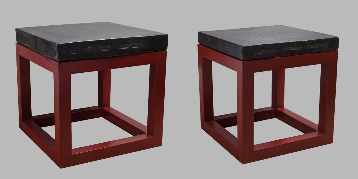 Two Chinese Imperial Bricks - Contemporary Stands
