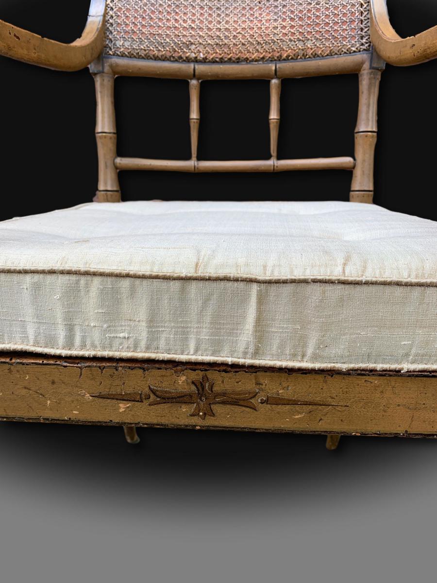 George III Regency Period Decorated Armchair in beechwood