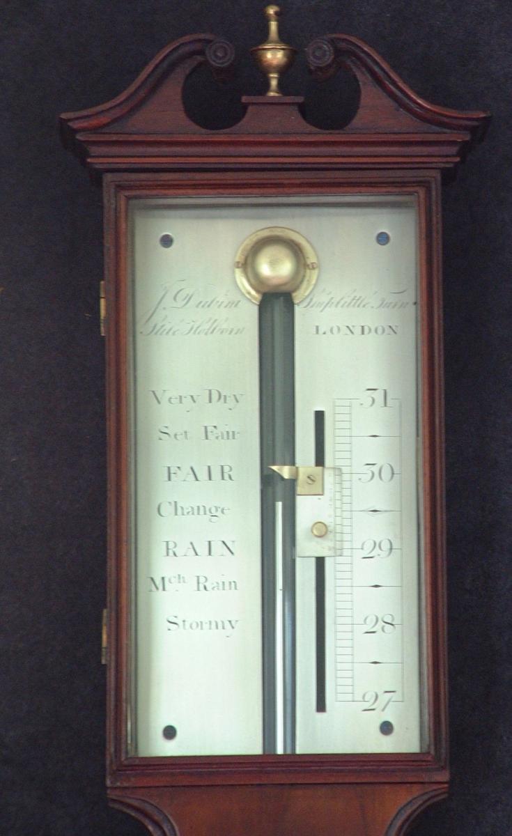 Joseph Dubini - London. 19th Century mahogany stick barometer
