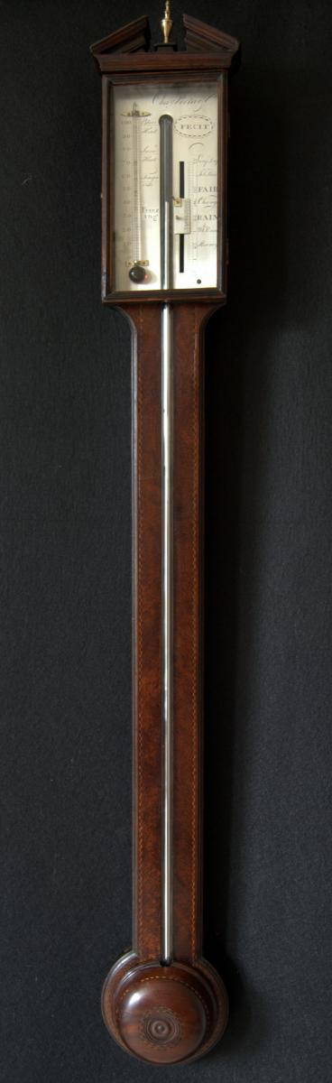 Charles Porta - Newcastle. Inlaid mahogany Georgian Stick Barometer
