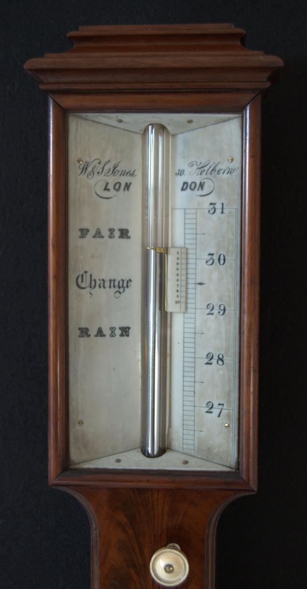 William & Samuel Jones - London. 19th Century mahogany Stick Barometer 
