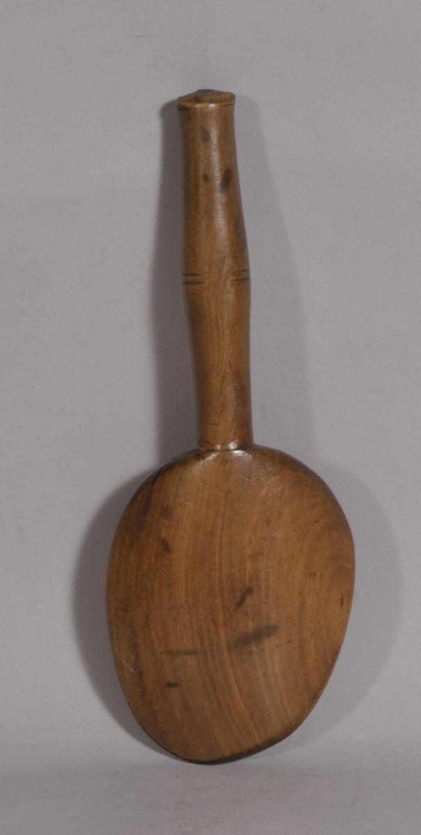 S/3512 Antique Treen 19th Century Apple Wood Spoon
