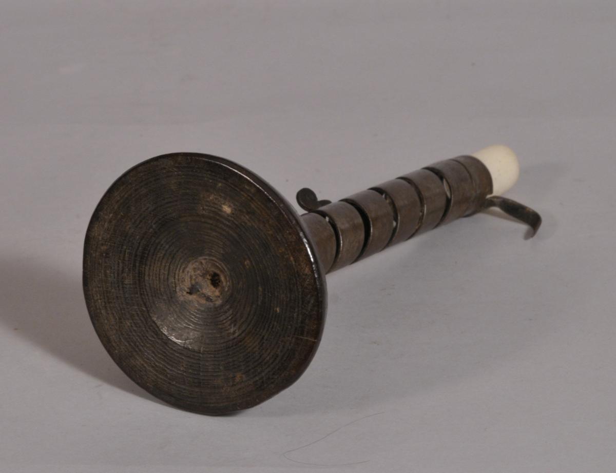 S/3519 Antique Treen 18th Century Spiral Candlestick
