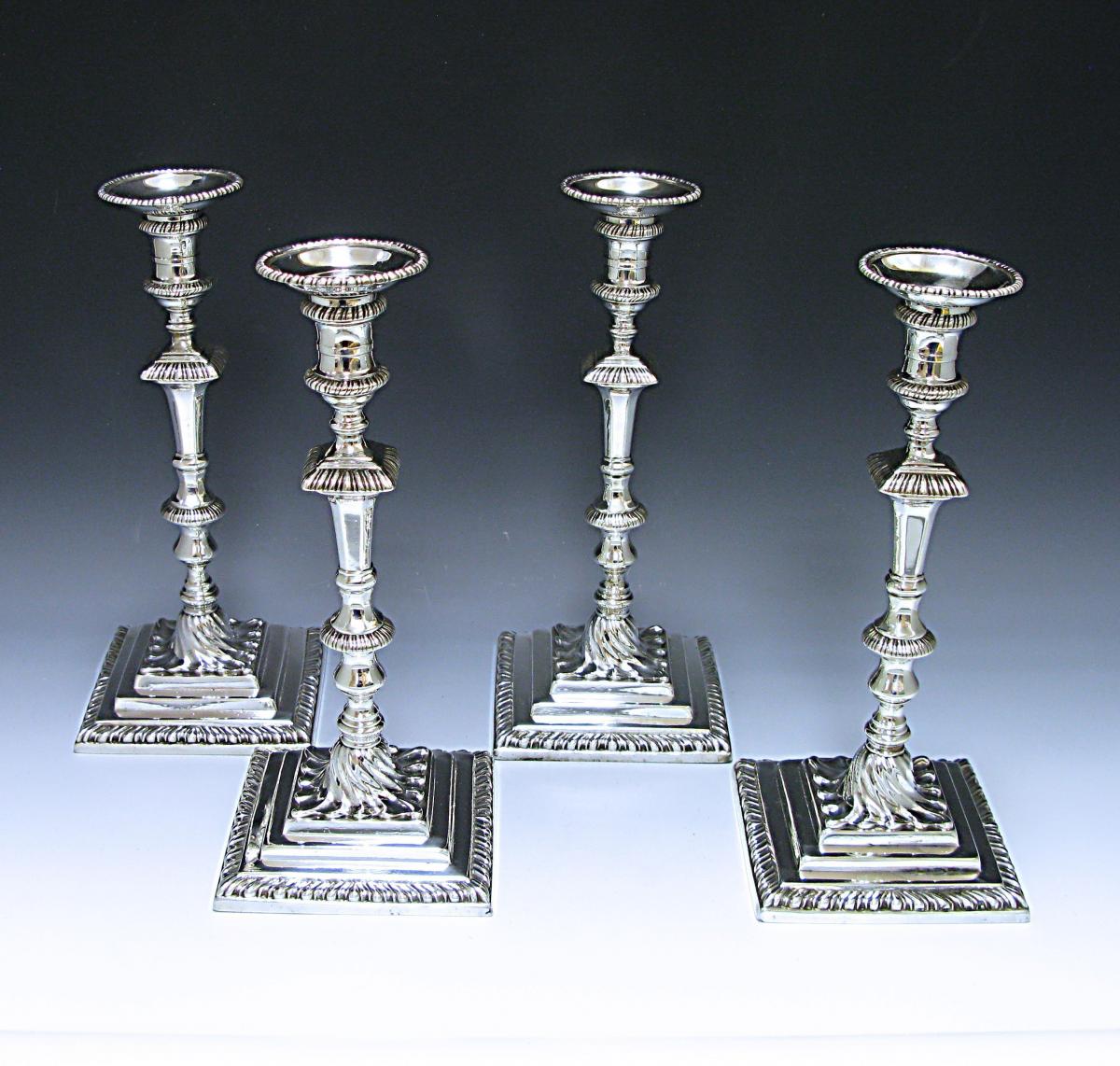 Ebenezer Coker Georgian silver candlesticks 1751