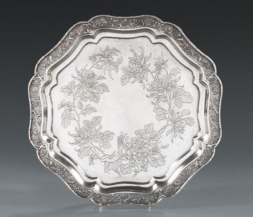 Chinese Export Silver Octagonal Salver