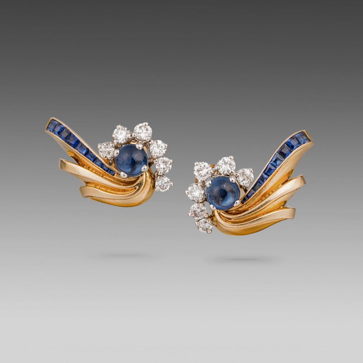 Cartier Sapphire, Diamond and Gold Earrings