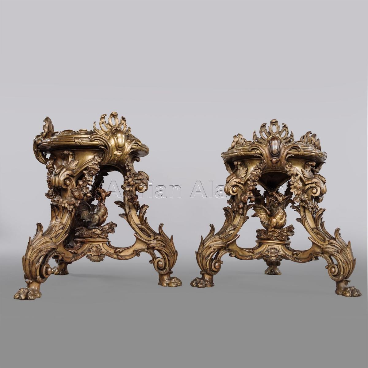 Louis Philippe Patinated Bronze Dragon Stands ©AdrianAlanLtd