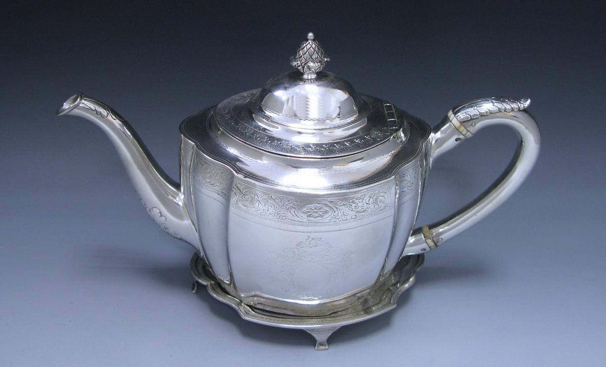 George III Antique Sterling Silver Three Piece Tea Set