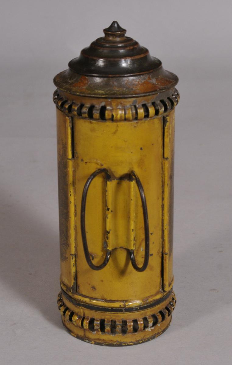 S/3521 Antique 19th Century Tin Toleware Travelling Candle Lantern