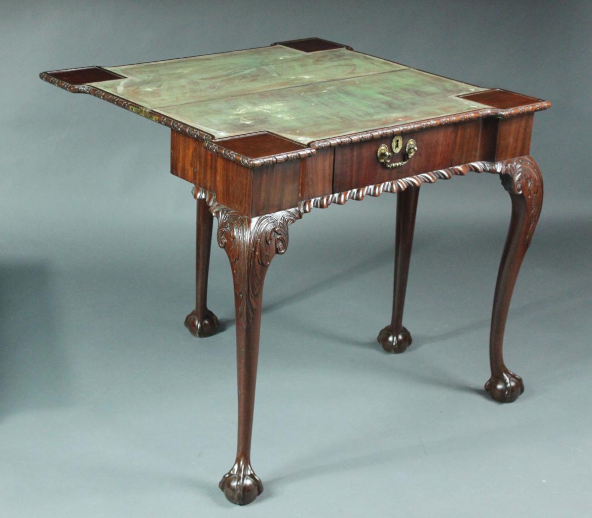 George III mahogany cabriole leg card table