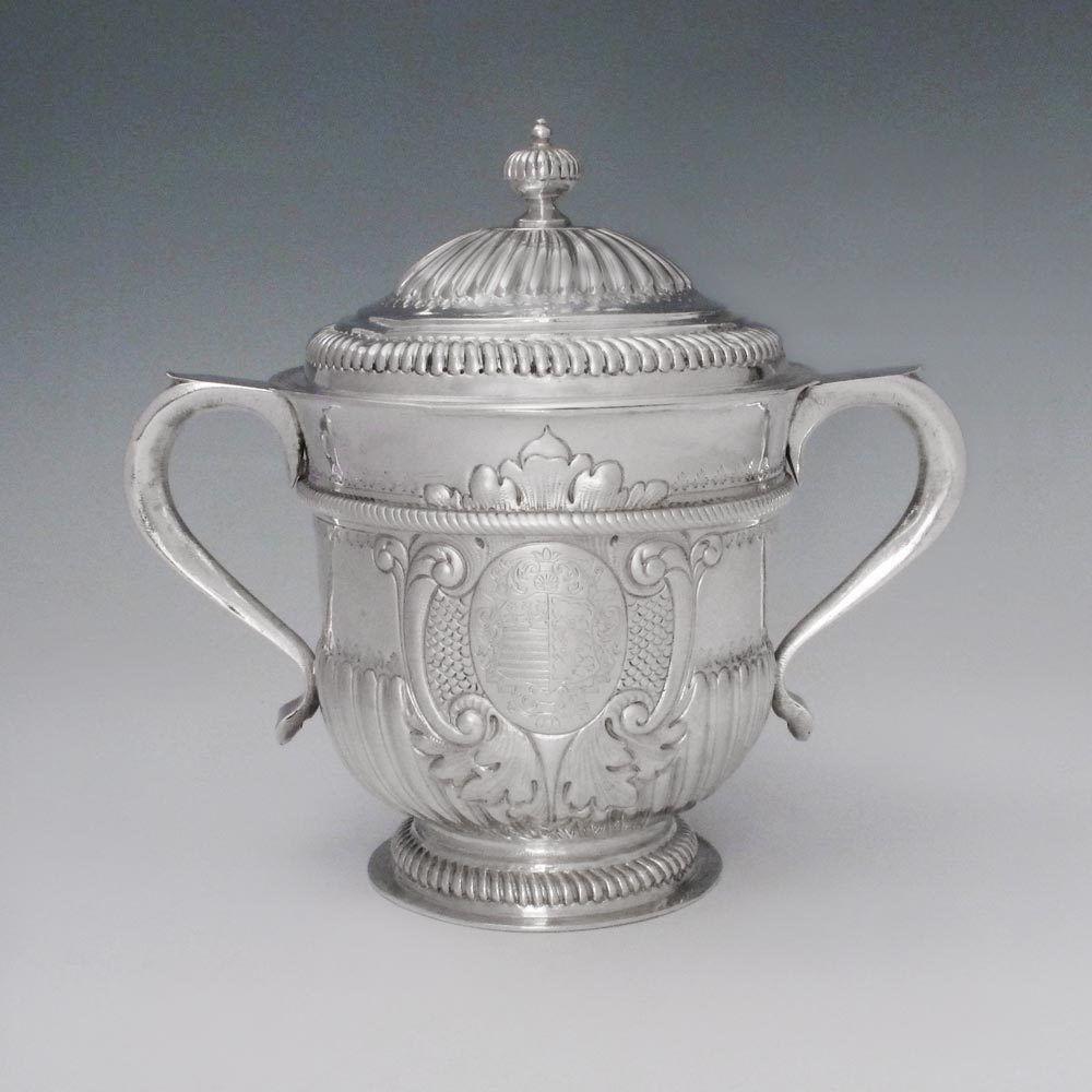 A Queen Anne Antique English Silver Cup & Cover
