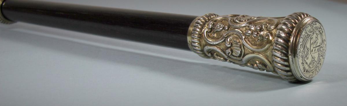 GEORGE II Ceremonial Staff of Office Wood with Silver Gilt Mounts. Circa 1750