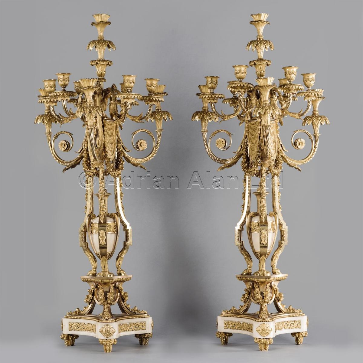 A Pair Of Ten-Light Candelabra After Pierre Gouthière, by Henri Picard ©AdrianAlanLtd